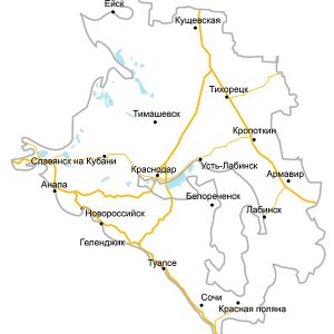 Карта в векторе, Краснодарский край