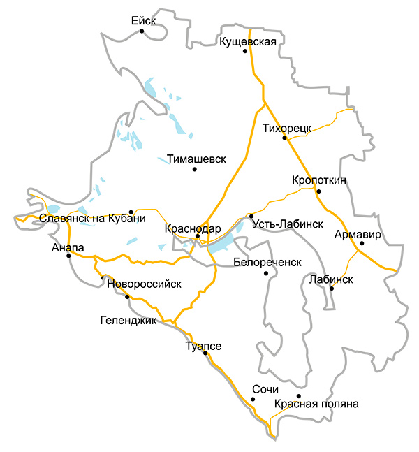 Карта в векторе, Краснодарский край